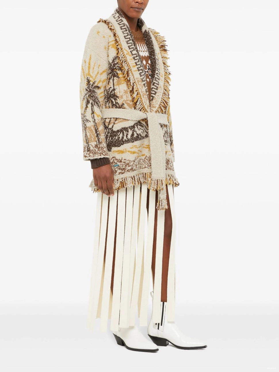 Affordable fringed-edge cardigan Alanui patterned-jacquard Women 0429
